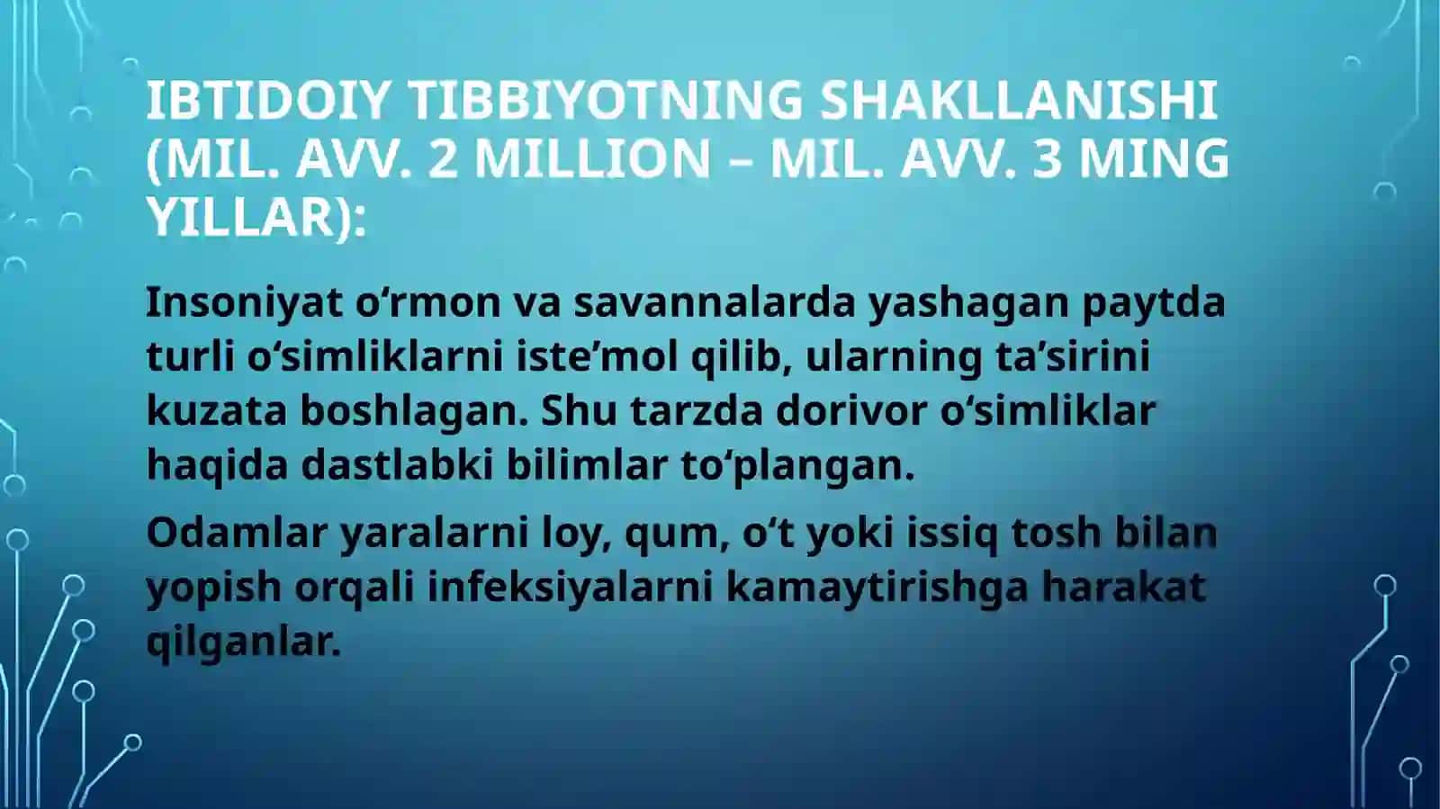 Ibtidoiy jamiyatda tibbiy bilimlarining paydo bo’lishi, ularda diniy qarashlarning o‘rni 2