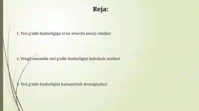 Teri gʻadir-budurligiga taʼsir etuvchi omillar 2