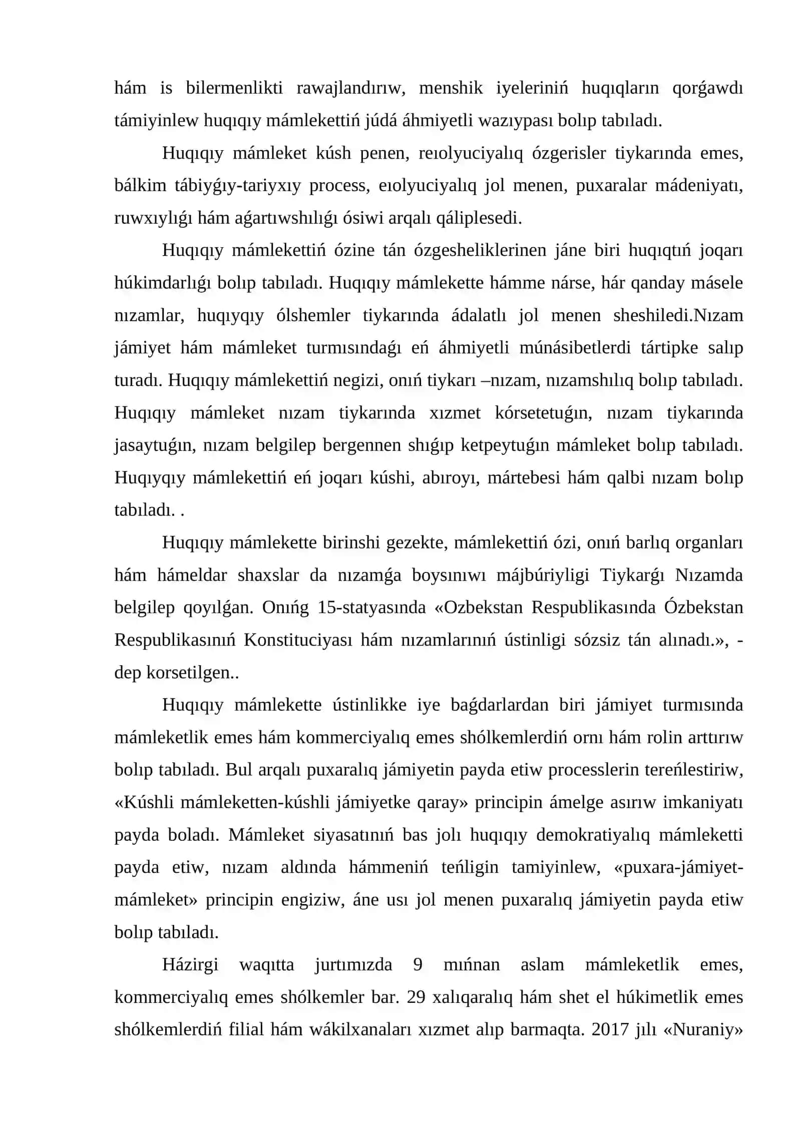 6-Tema. Ózbekstanda demokratiyalıq, puxaralıq jámiyet tiykarlarınıń qáliplesiwi, ámelge asırılǵan siyasiy reformalar 2