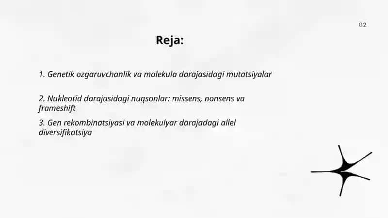 Ozgaruvchanlik va uni shakillari triklikning molekula darajasi 2