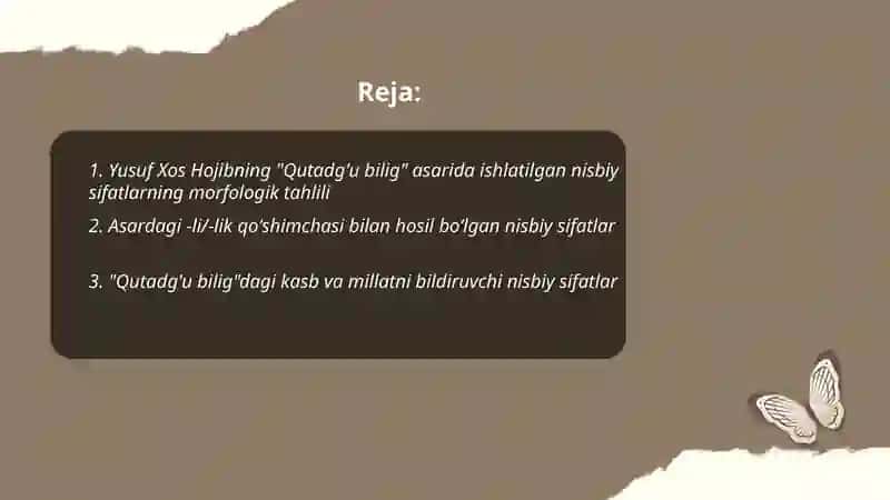 Yusuf Xos Hojibning "Qutadg'u bilig" asaridagi nisbiy sifatlar 2