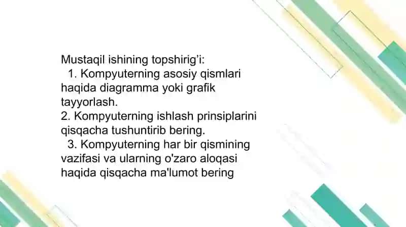 Kompyuterning asosiy qismlari va ishlash prinsiplari 2