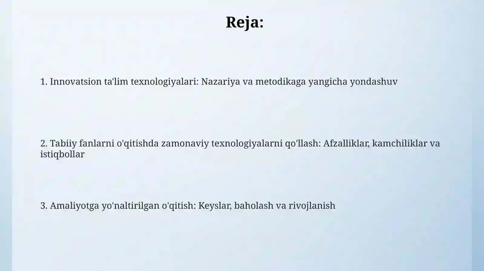 Tabiiy fanlar nazariyasi va metodikasini o‘qitishda innovatsion ta’lim texnologiyalardan foydalanish 2