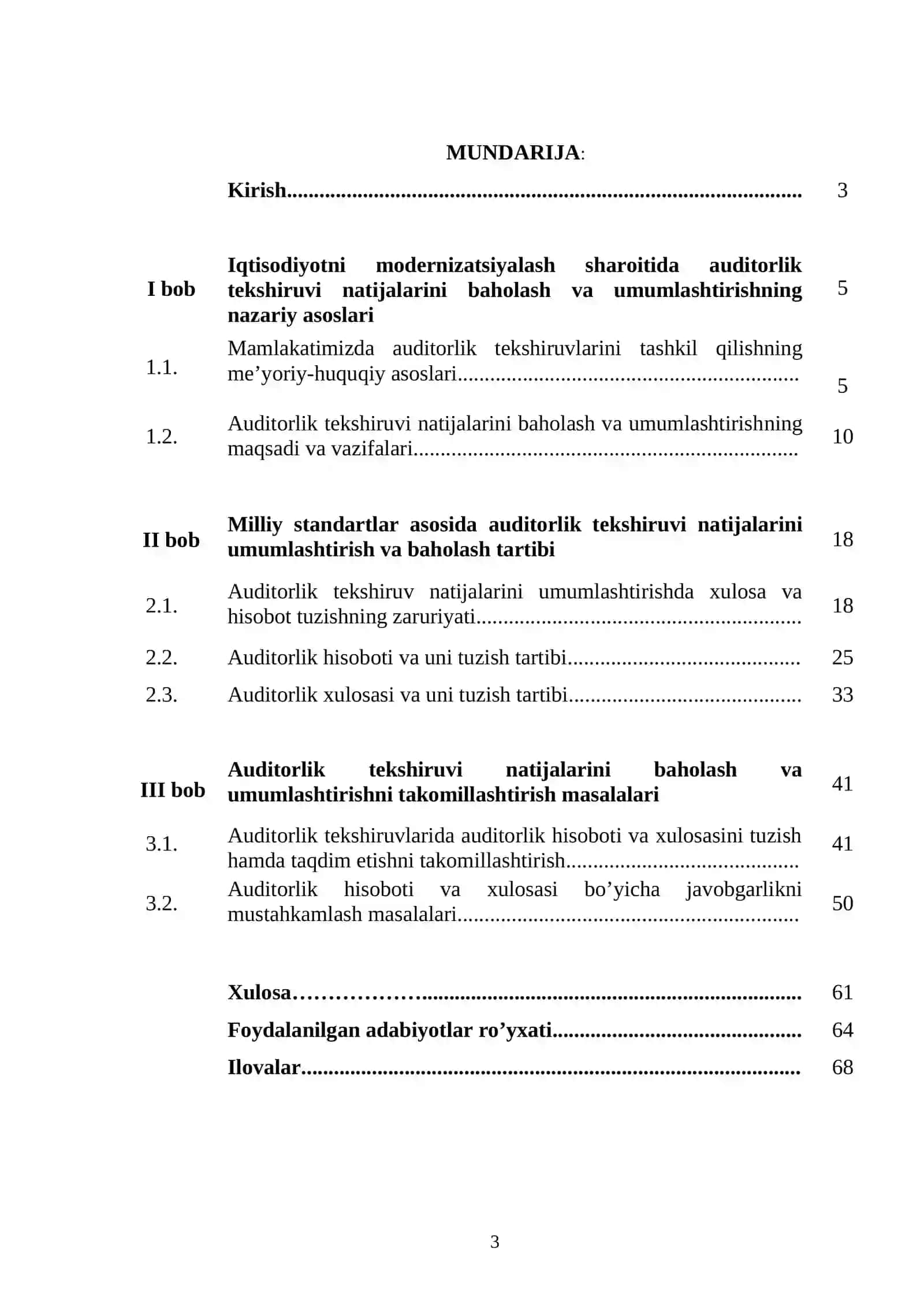 Auditorlik tekshiruvi natijalarini baholash va umumlashtirish 2