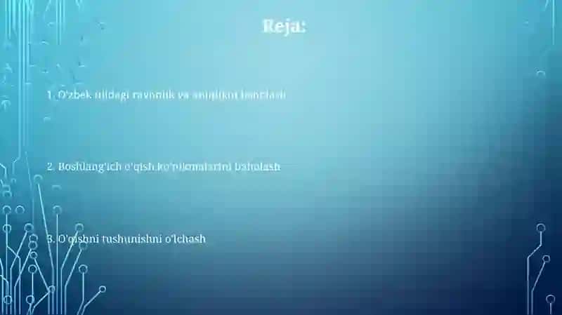 Boshlang'ich sinf o'quvchilarini o'qish savodxonligi baholash bo'yicha topshiriqlar 2