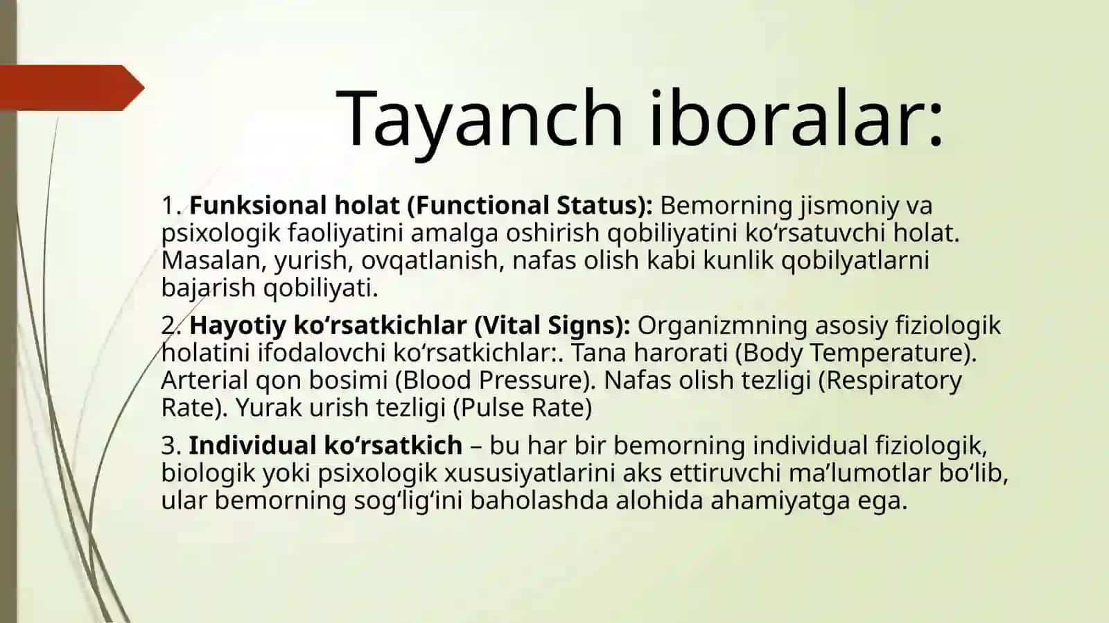 Bemorlarnifunksionalholatnibaholashvahayotuchunzarurkorsatkichlarnibaholash 2