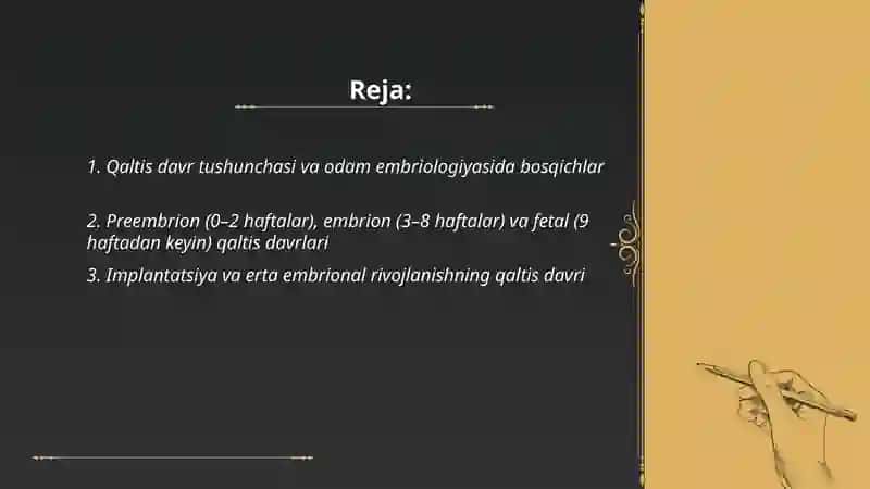 Odam Embriologiyasi Qaltis Davrlari 2