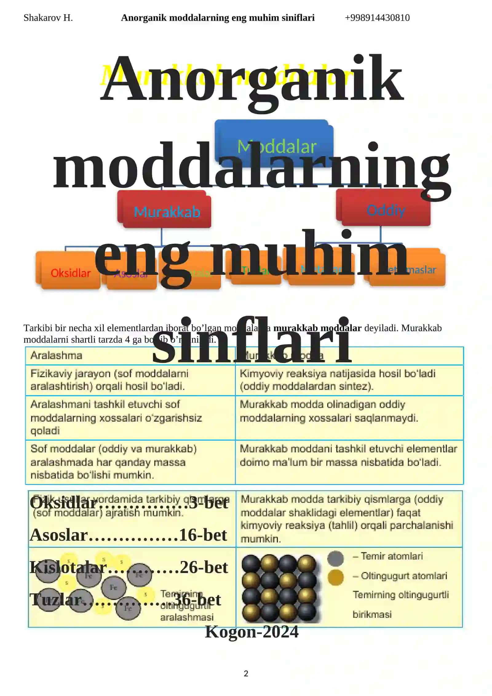 Anorganik moddalarning eng muhim siniflari 2