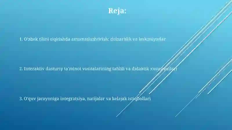 Til ōrganishni avtommlashtrish: ōzbek tilni ōrgatish uchun interaktiv dasturiy vositalani ōrganish 2