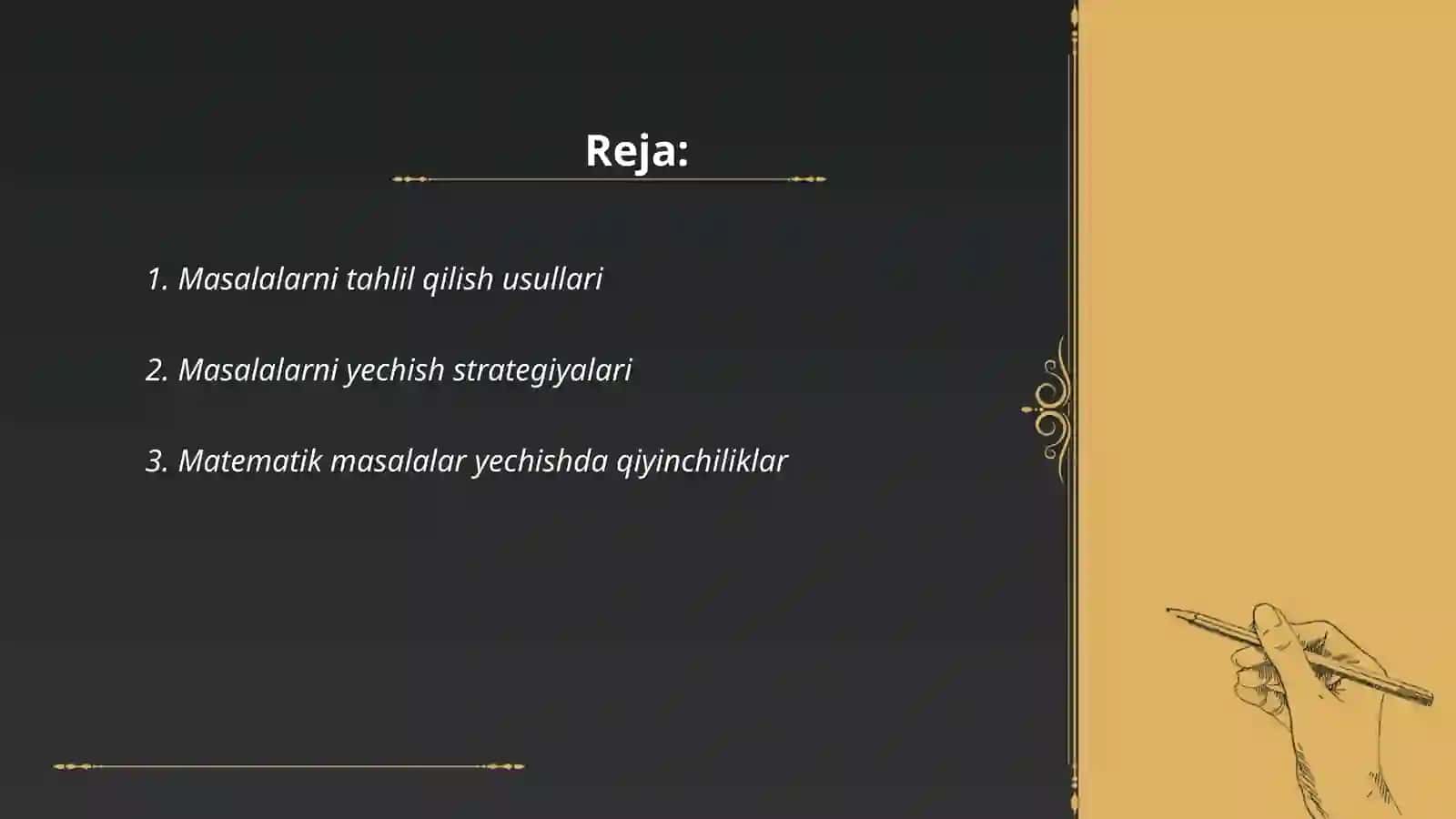 Masalalar ustida ishlash 2