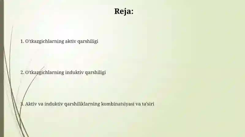 Elektr o'tkazgichlarning aktiv va induktiv qarshiliklari 2