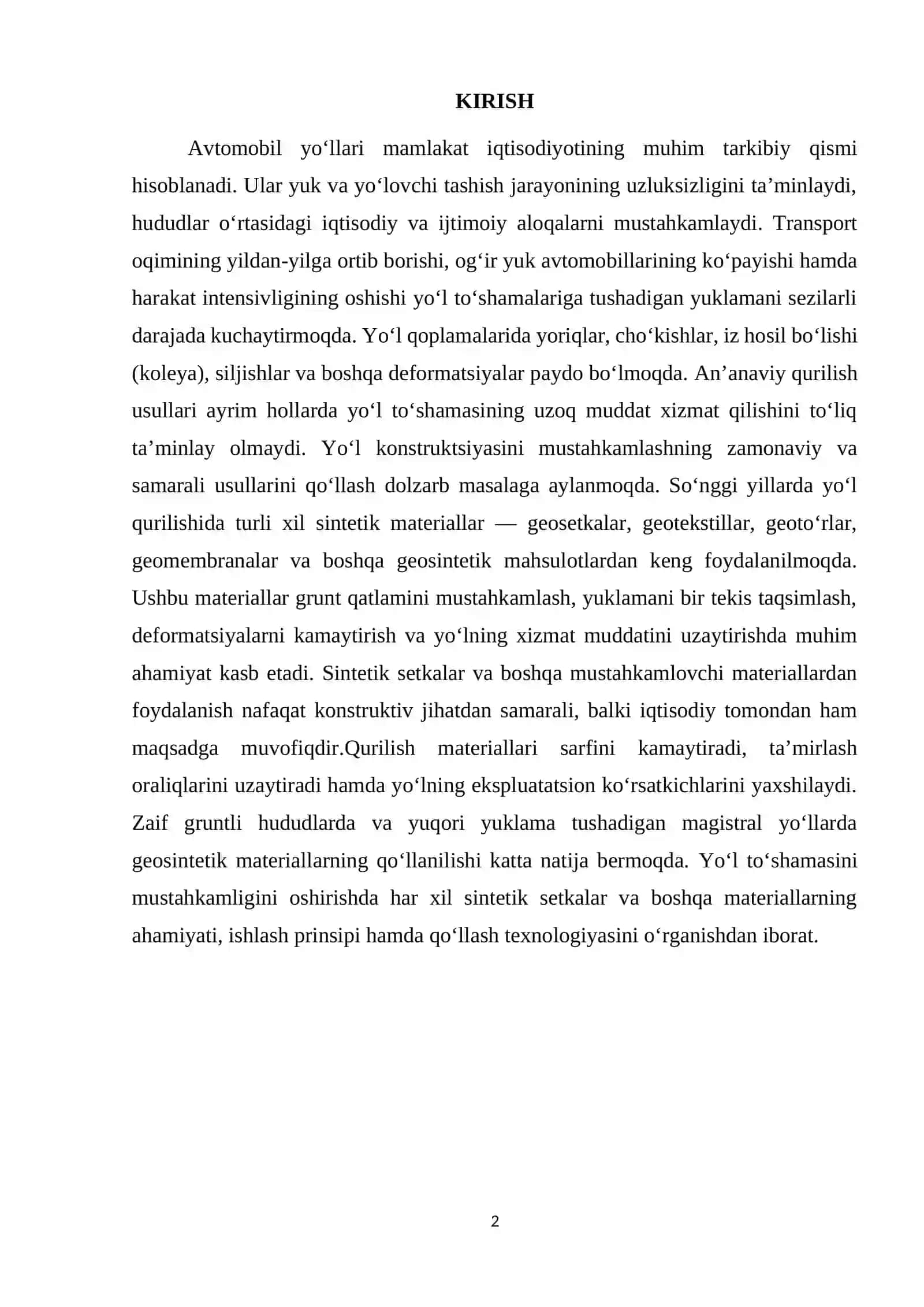 Yo'l to'shamasini mustahkamligini oshirishda har xil sintetik setkalar va boshqa materiallarni qo'llash 2