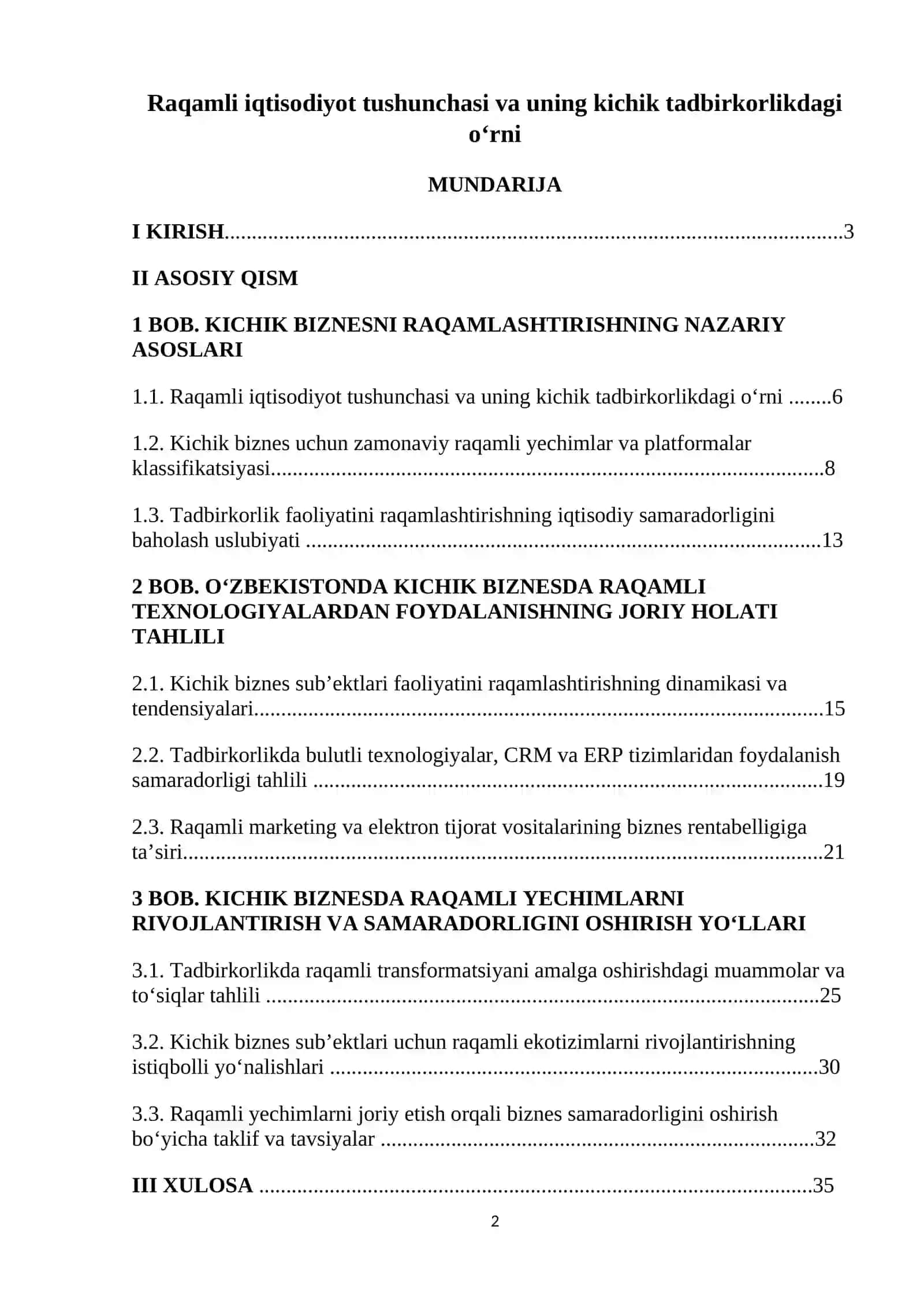 Raqamli iqtisodiyot tushunchasi va uning kichik tadbirkorlikdagi o‘rni 2