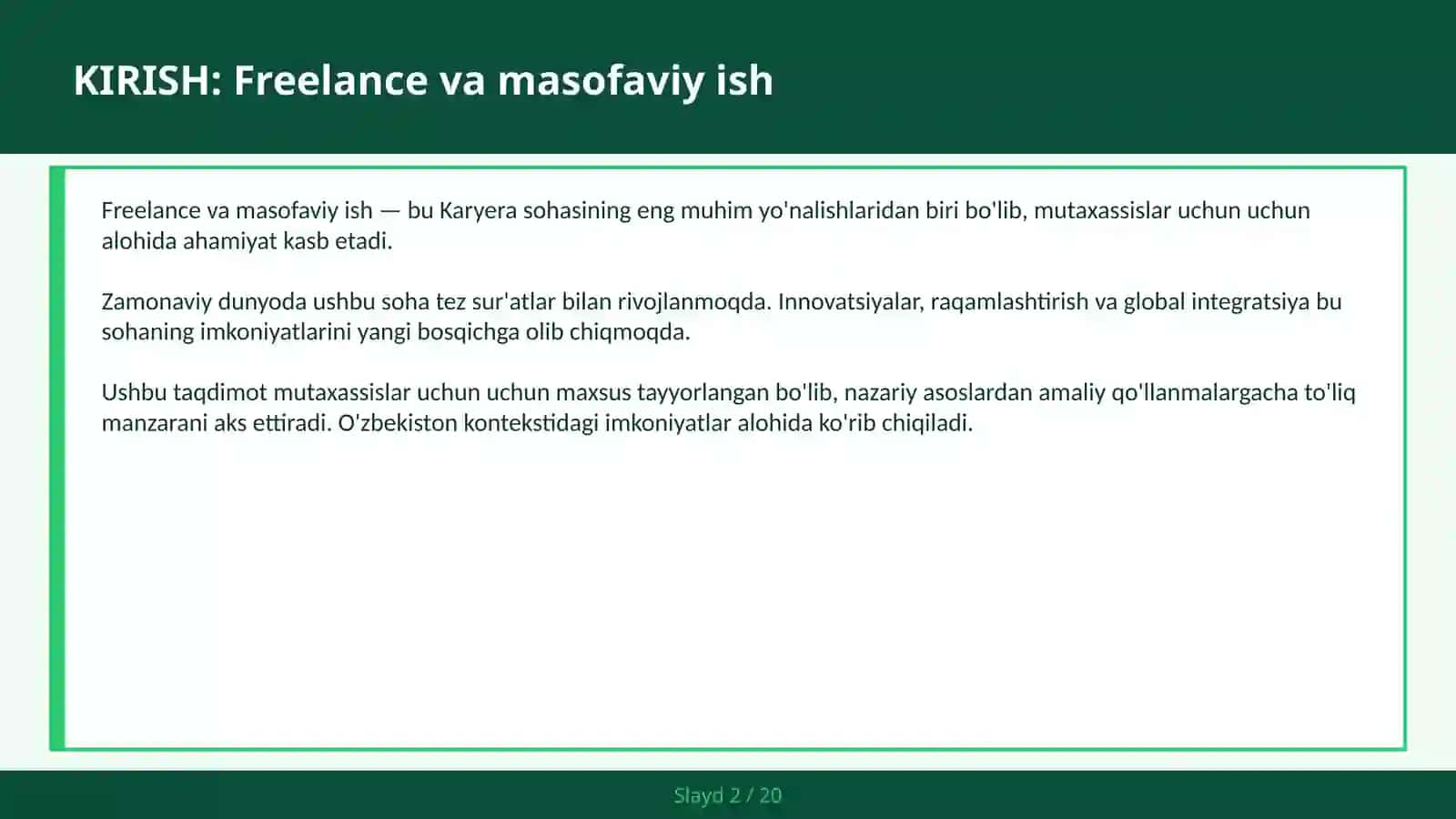 FREELANCE VA MASOFAVIY ISH 2