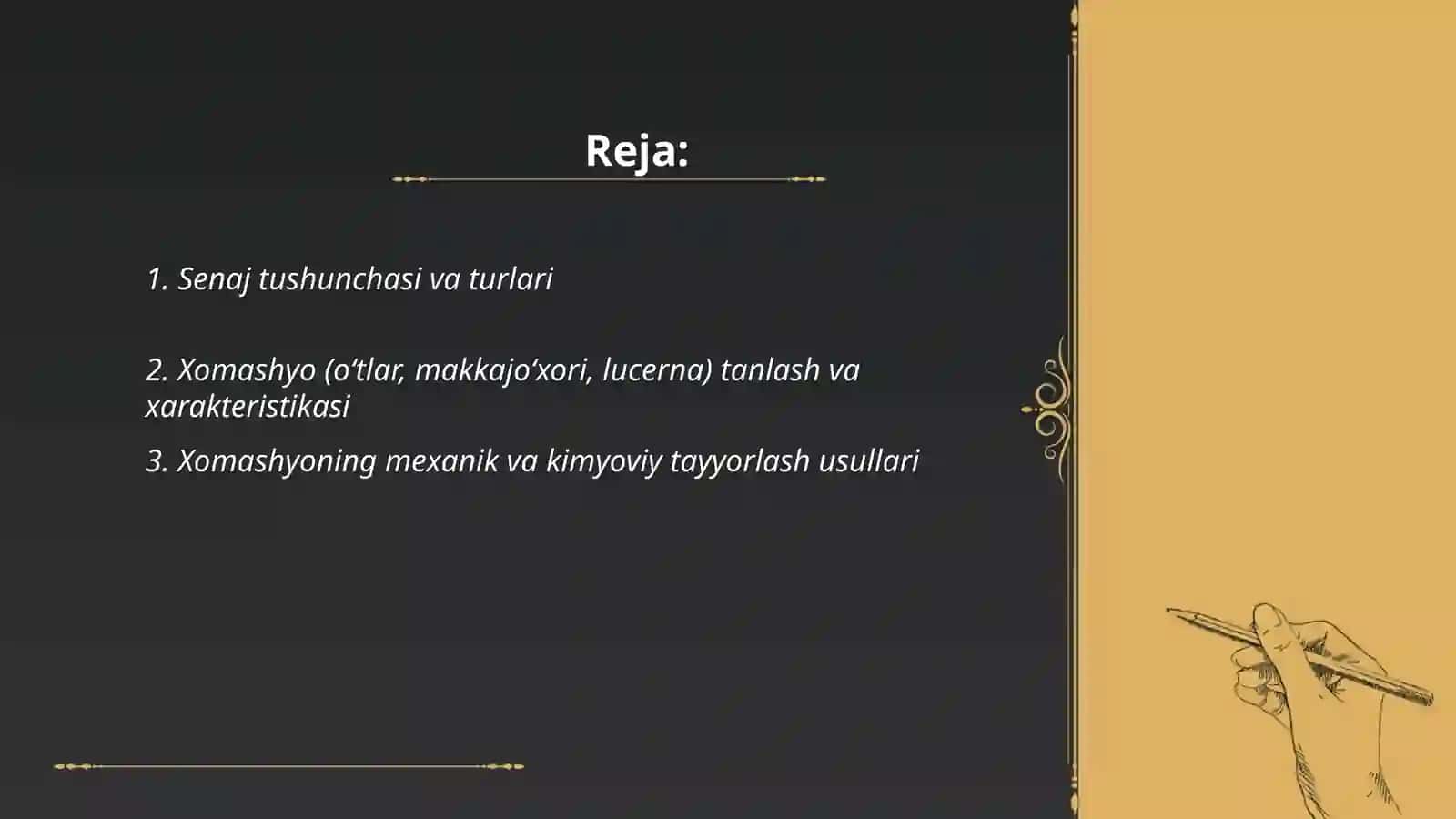 Senaj tayyorlash texnalogiyasi 2