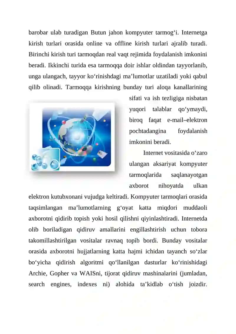 INTERNET VA UNING TARIXCHI UCHUN IMKONIYATLARI 2