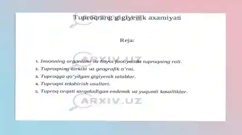 Tuproqning gigiyenik axamiyati 2