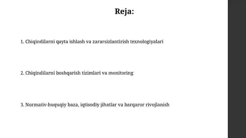 Sanoat chiqindilarining ekologik xavfsizligini ta'minlash texnalogiyalari 2