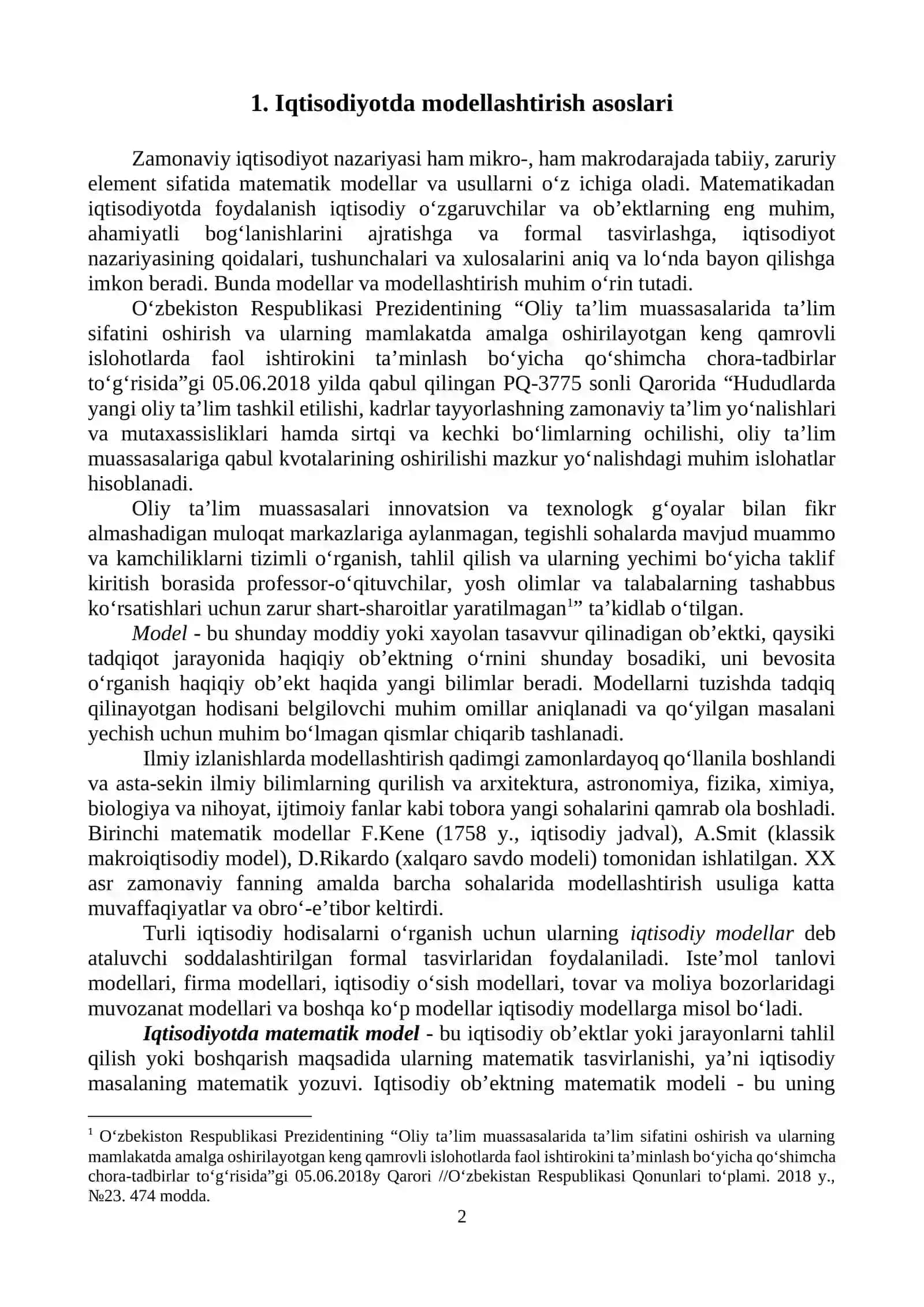 EKONOMETRIK MODELLASHTIRISH ASOSLARI 2