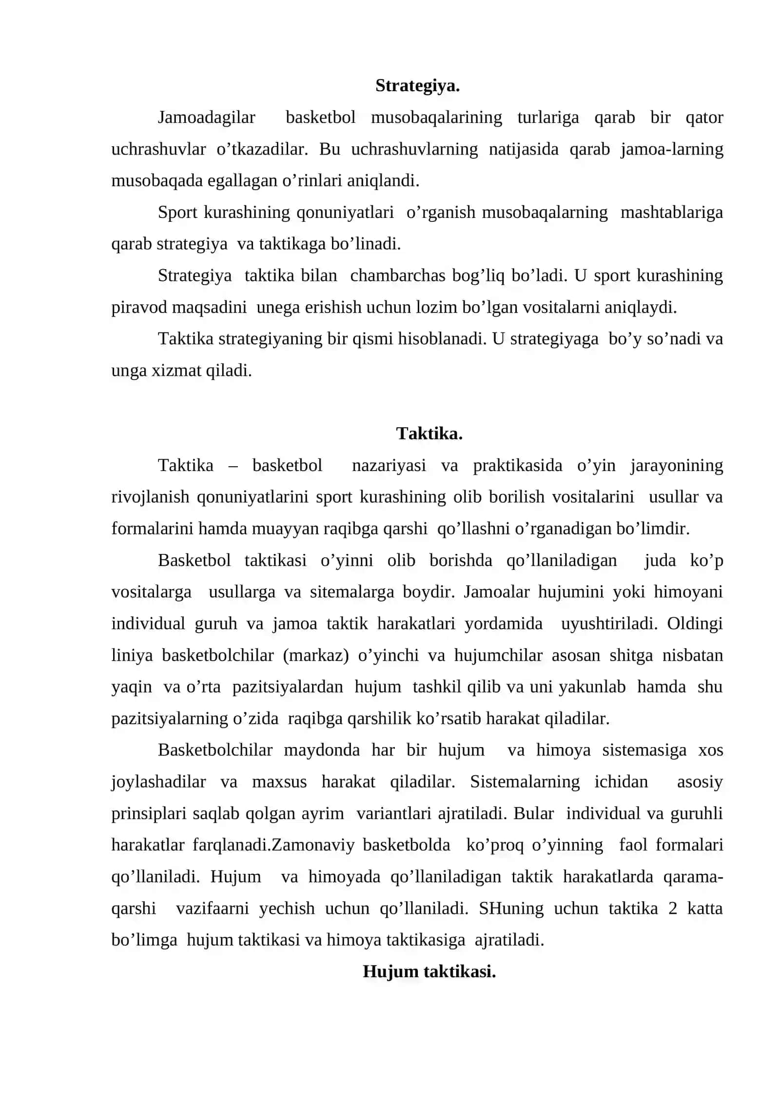 Basketbol o’yinning strategiya va taktikachi 2