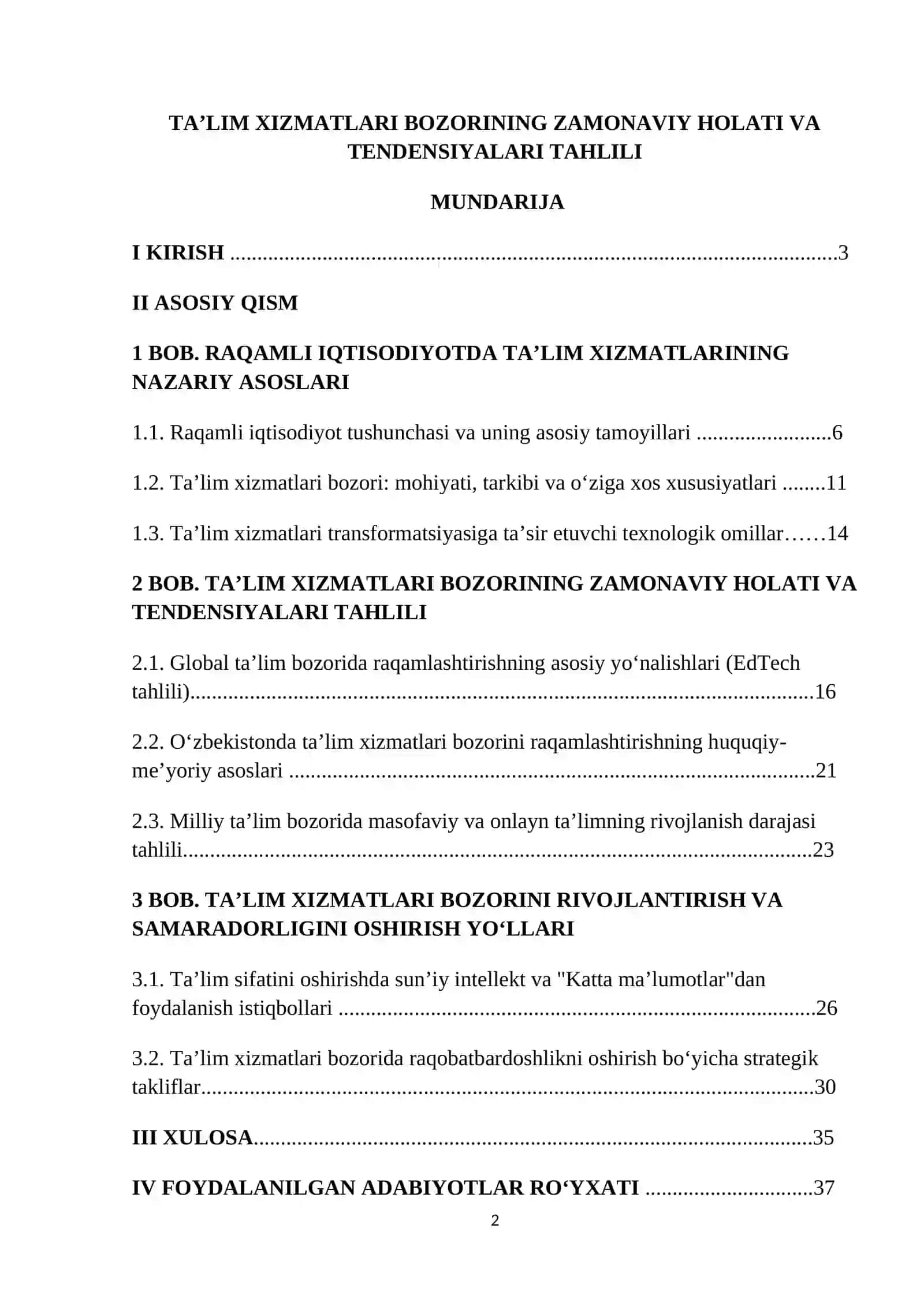 TA’LIM XIZMATLARI BOZORINING ZAMONAVIY HOLATI VA TENDENSIYALARI TAHLILI 2