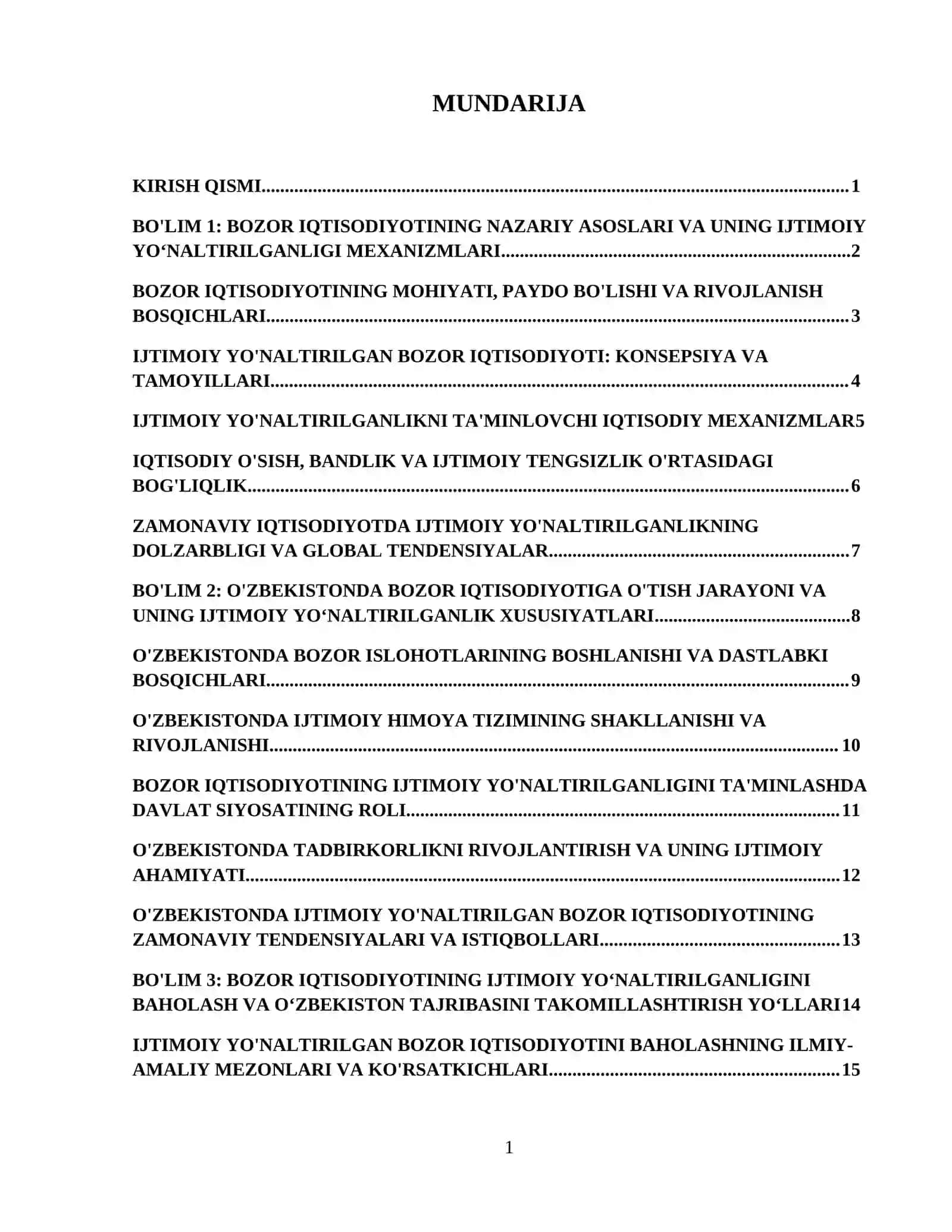Bozor iqtisodiyotining ijtimoiy yo‘naltirilganligi va uning O‘zbekistonga xos xususiyatlari 2