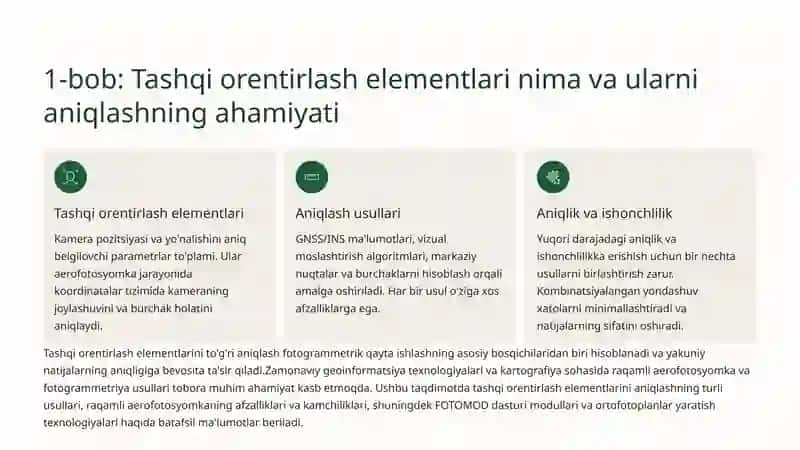 Tashqi orentirlash elementlari va raqamli aerofotosyomka asoslari 2