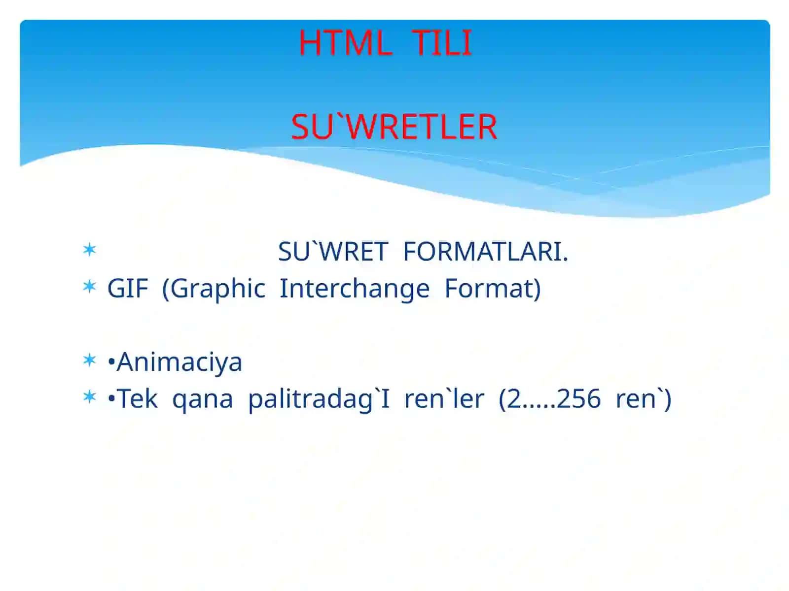 XABAR TEXNOLOGIYALARI HA`M PROCESLERDI MATEMATIK MODELLESTIRIW PA`NINEN ISLEGEN O`ZBETINSHE SLAYD JUMISI 2
