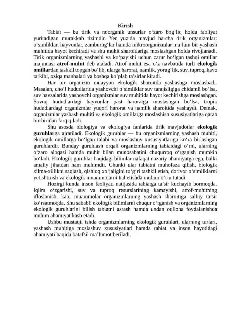 Organizmlarning ekologik guruhlari 2