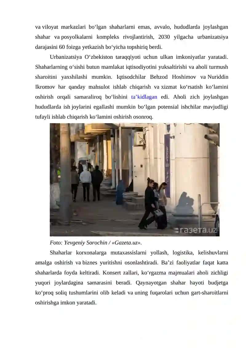 O'zbekistondagi Shahar Aglomeratsiyalari va Uning Rivojlanish va Boshqaruv Muammolari 2