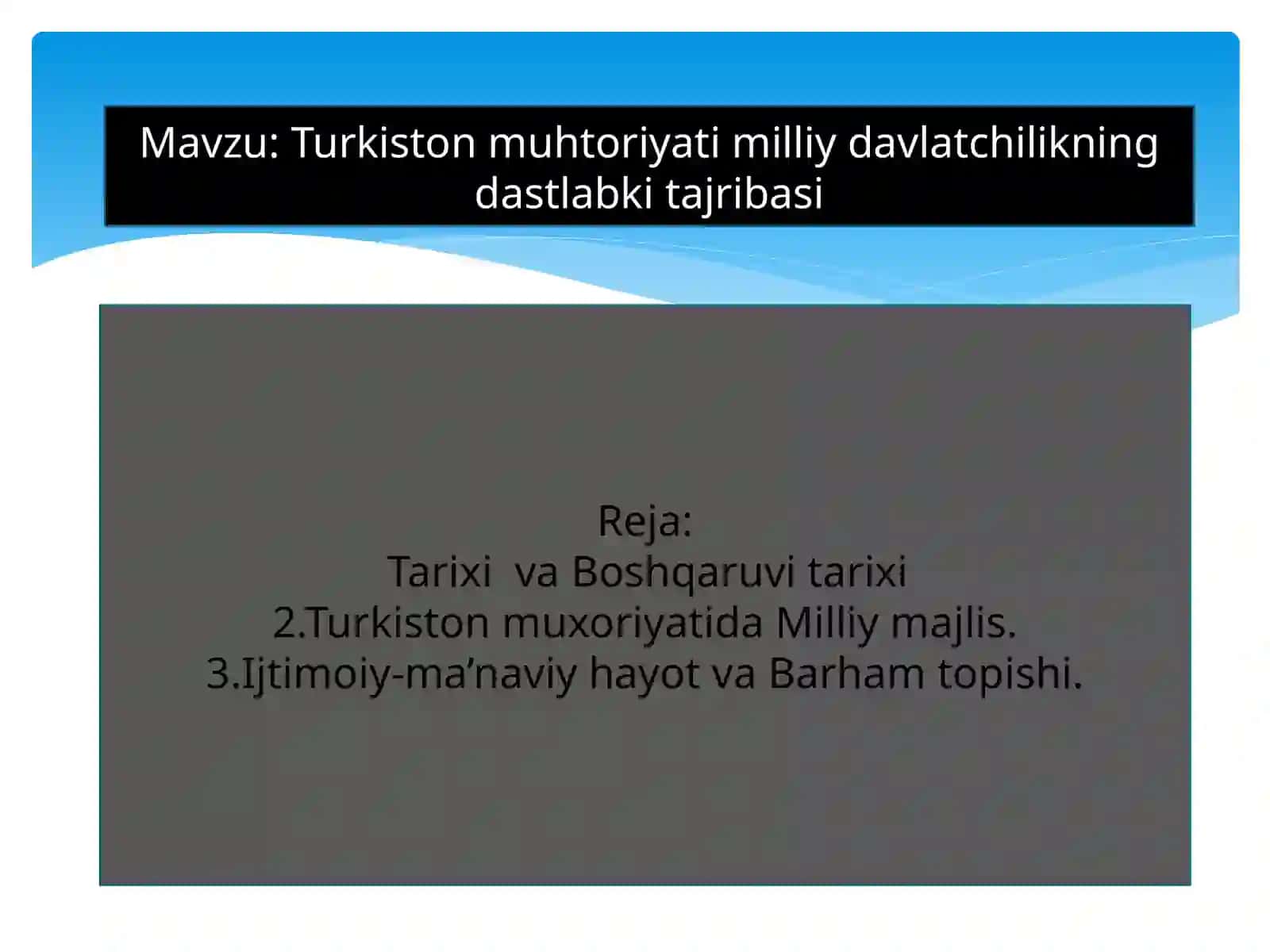 Ergashov Nodirning O’zbekiston tarixi fanidan tayyorlagan taqdimoti 2