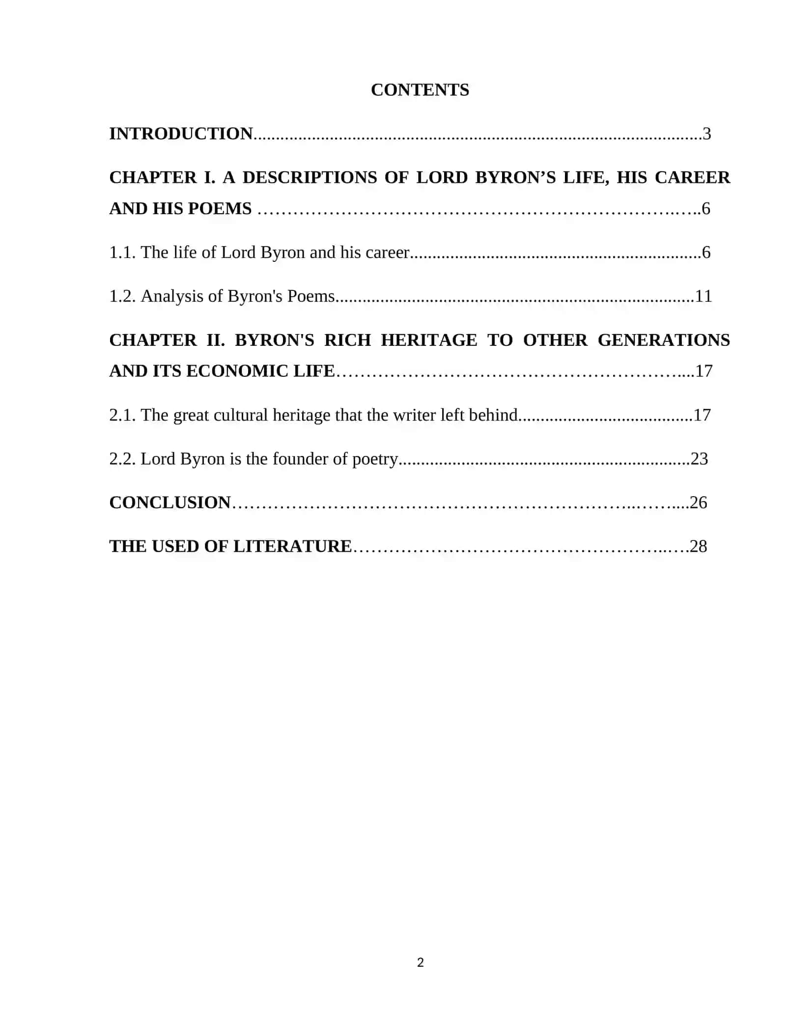 Course Paper "George Gordon Lord Byron and his literary works" 2