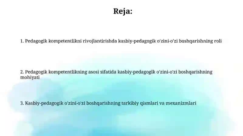 Kasbiy-pedagogik o‘z-o‘zini boshqarish pedagog kompetentligining asosi sifatida 2