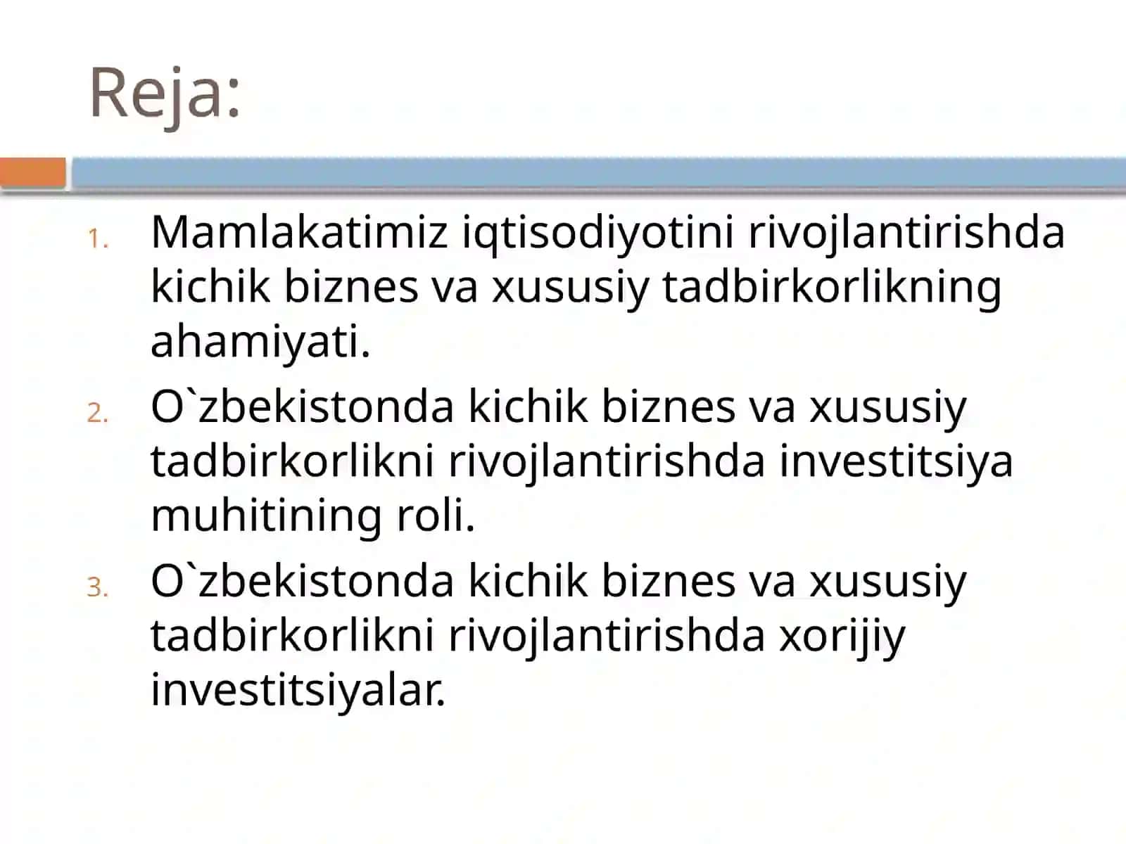 Kichik biznes va xususiy tadbirkorlikka xorijiy investitsiyalarni jalb etish 2