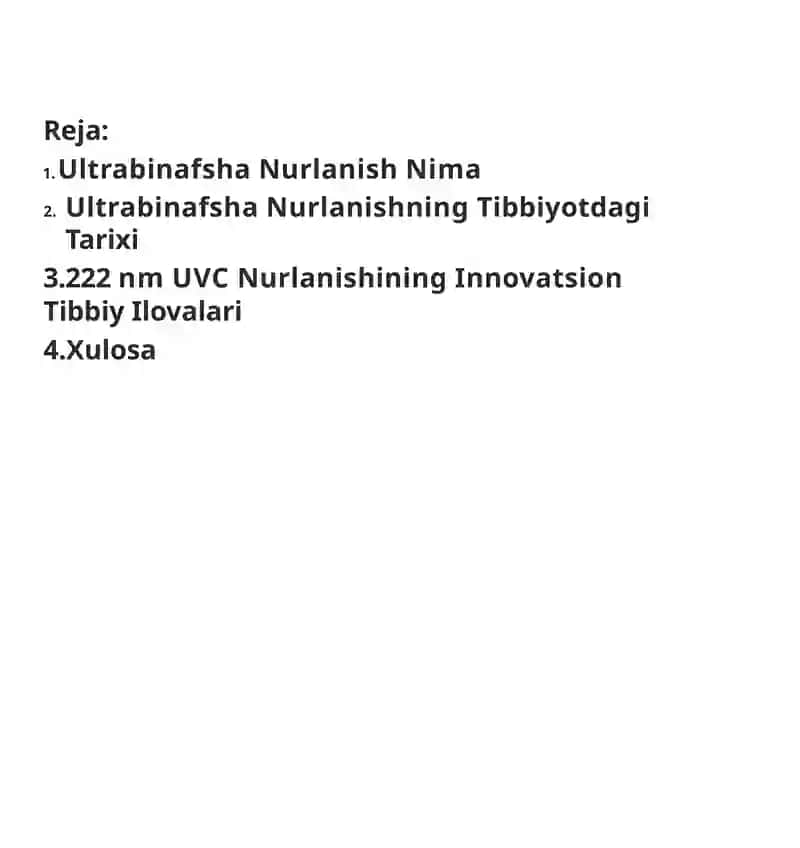 Ultrabinafsha Nurlanish va Tibbiyotdagi Ilovalari 2