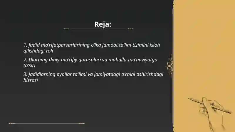 Jadid ma'rifatparvarlarining oʻlka ijtimoiy-ma'naviy hayotda tutgan oʻrni 2