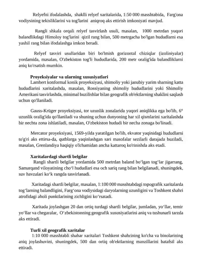 Umumgeografik mavzudagi kartalar bilan tanishish va tahlil qilish 2