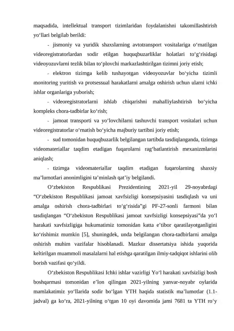 Yo‘l harakati xavfsizligi sohasiga axborot texnologiyalarini tadbiq etishning zarurati 2