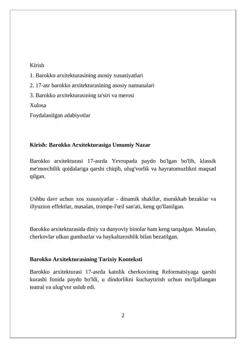 Barokko arxitekturasi 17asr "Barakko asri" 2
