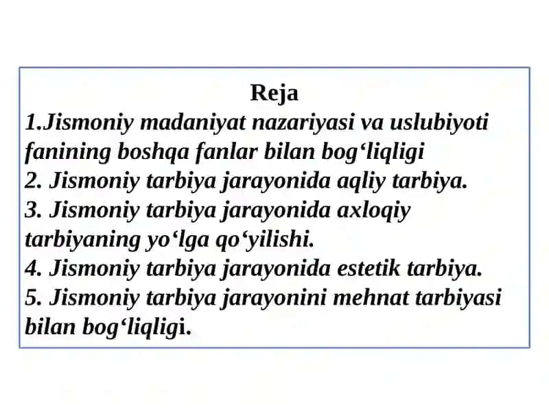 Jismoniy tarbiya nazariyasi va usuliyatining boshqa fanlar bilan bog’liqligi 2