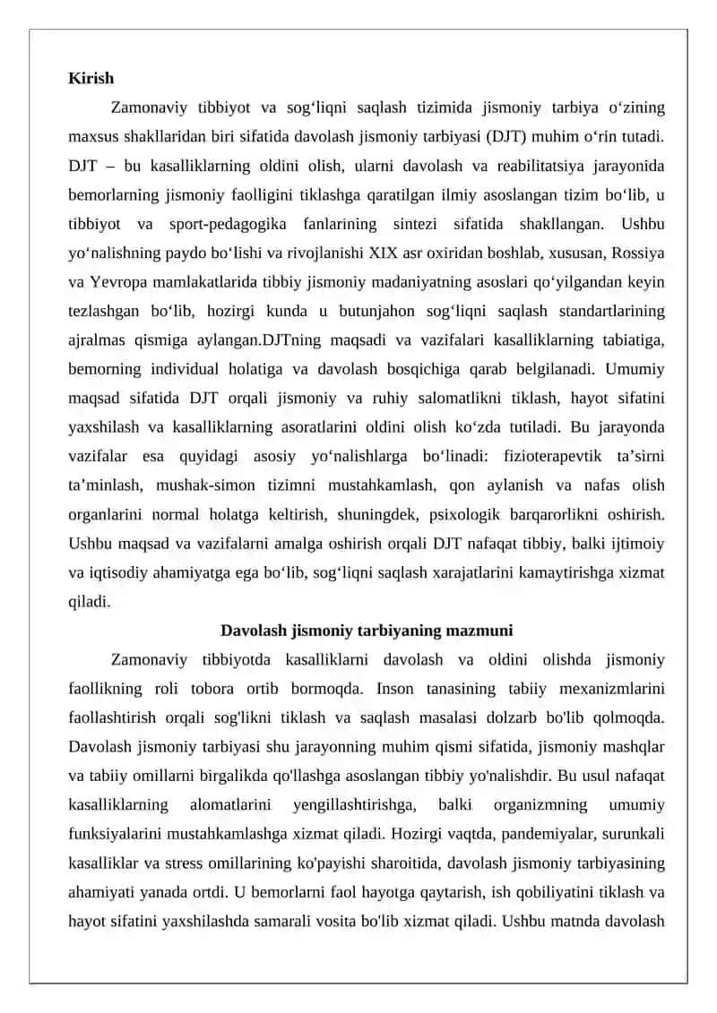 Davolash jismoniy tarbiyaning maqsadi va vazifalari 2