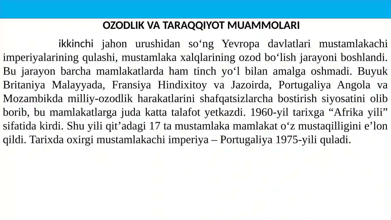 10 –Sinf  Jaxon tarix   taqdimoti 2