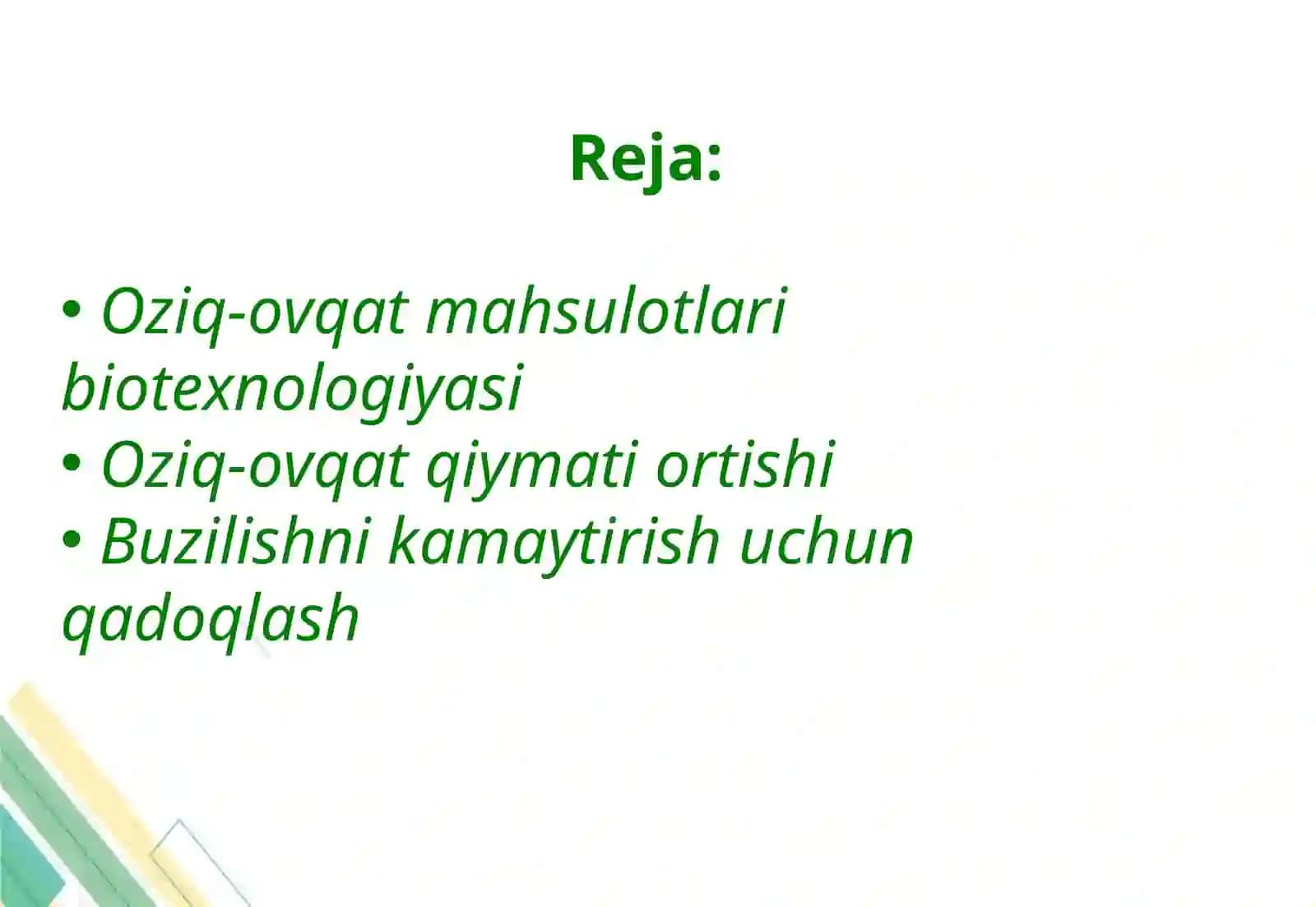 Oziq-ovqat mahsulotlari biotexnologiyasi 2