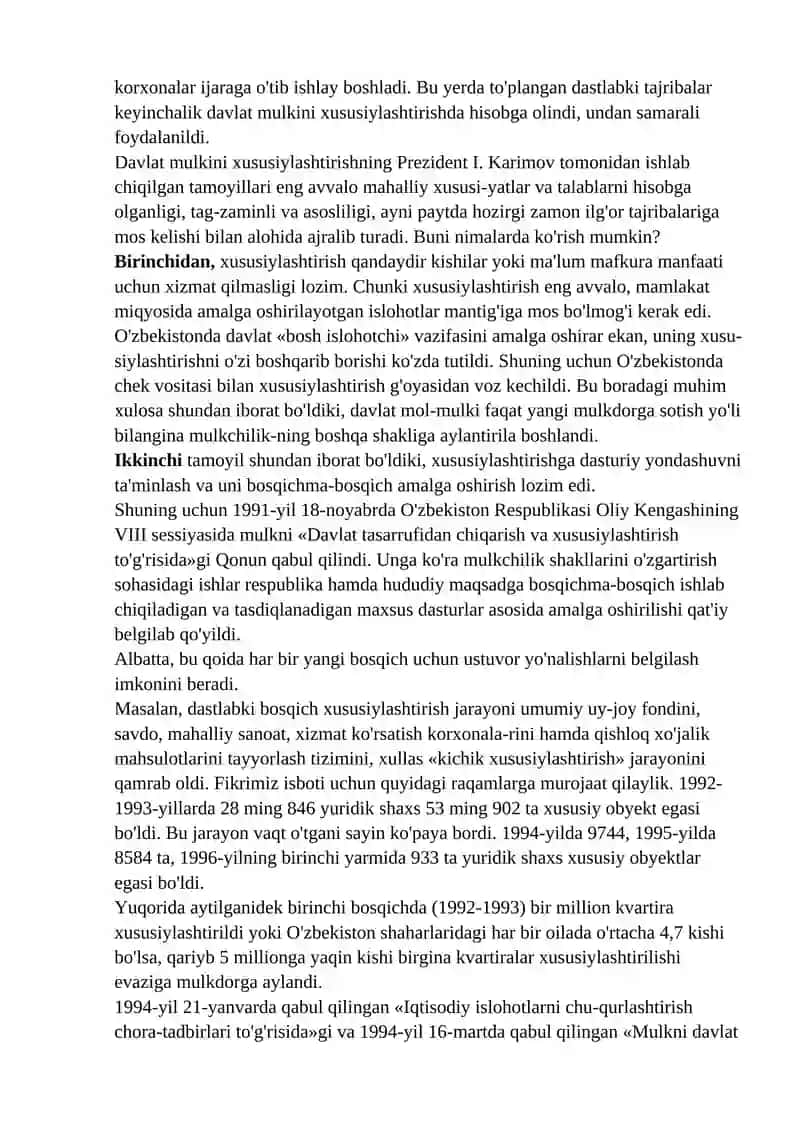 Xususiylashtirish va Davlat mulkini boshqarish 2