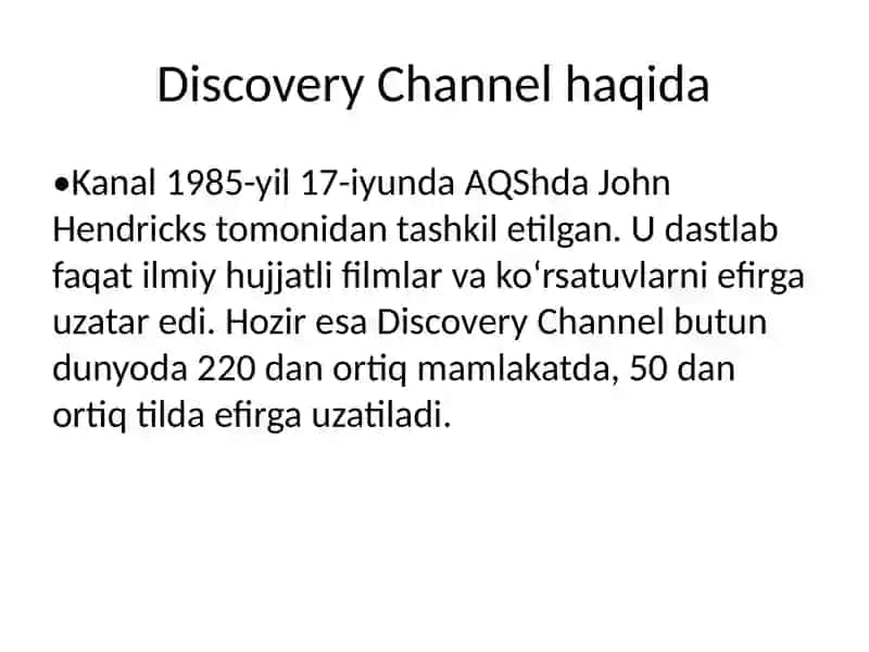 Discovery Channel – Ilm-fan va Sarguzasht Olami 2