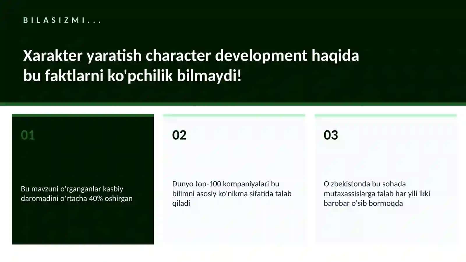 Xarakter yaratish character development 2