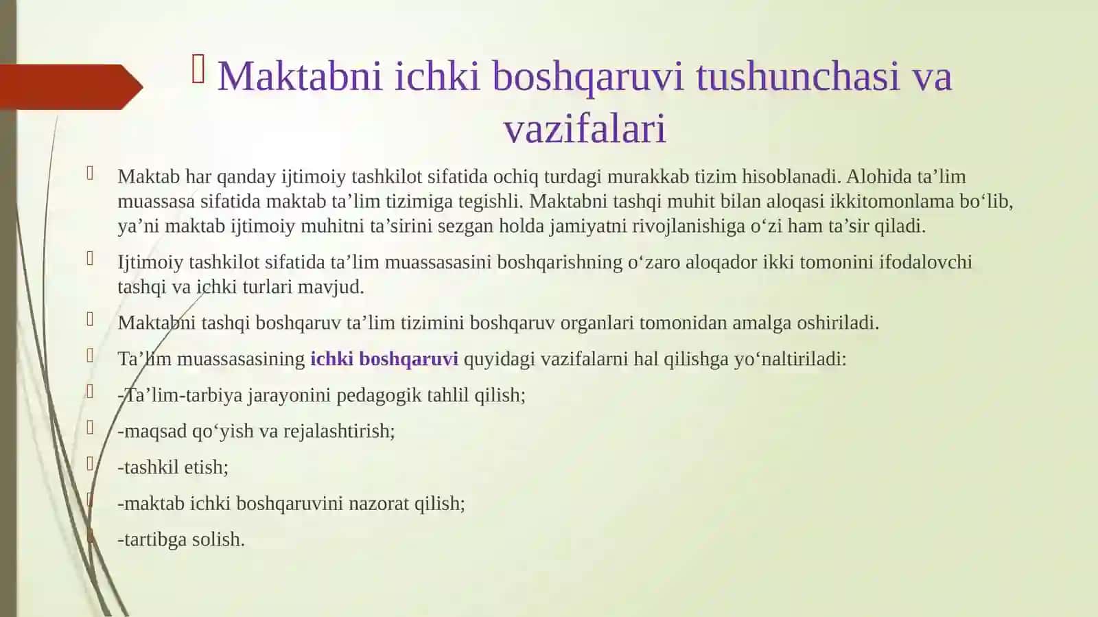 MAKTABNI ICHKI BOSHQARUVI ASOSLARI 2