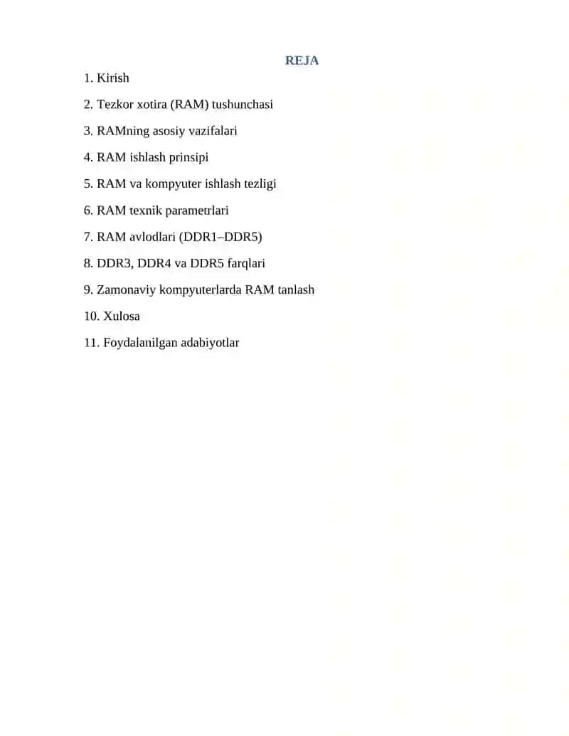 Tezkor xotira (RAM) 2