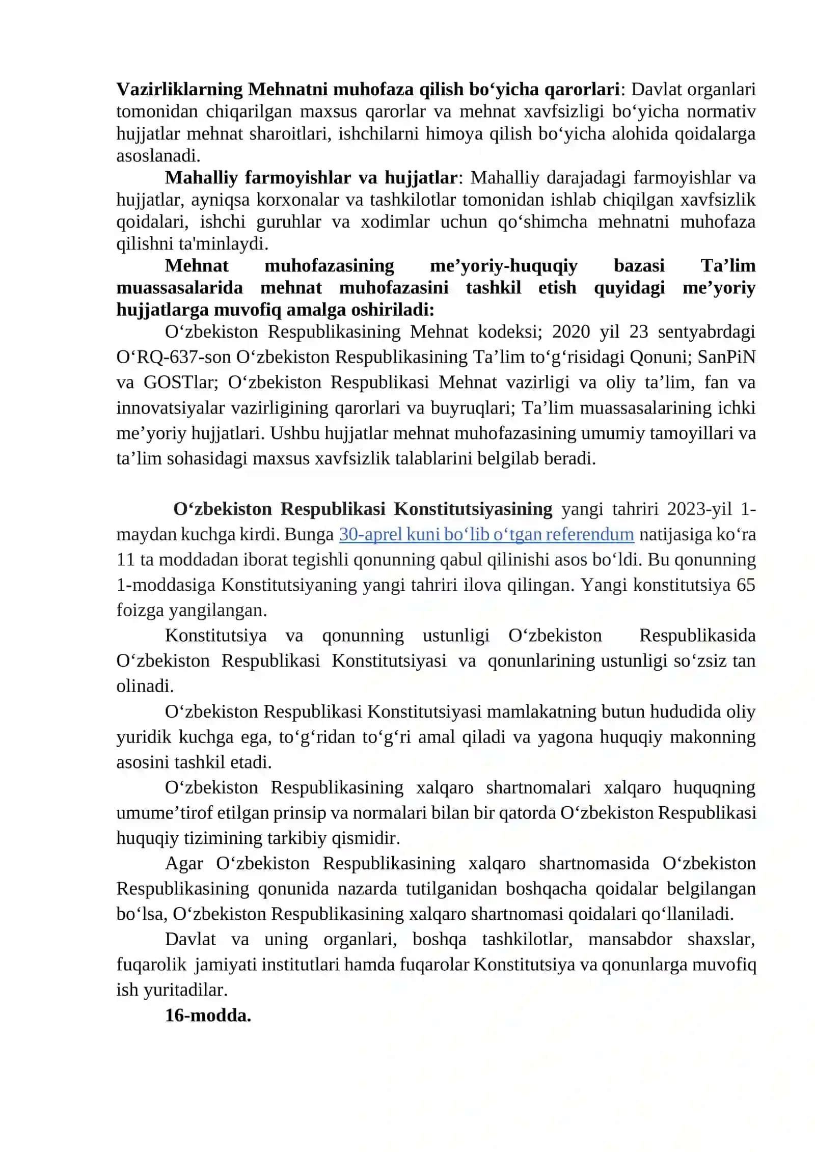 O’zbekistonda mehnat muhofazasining  huquqiy asoslari 2