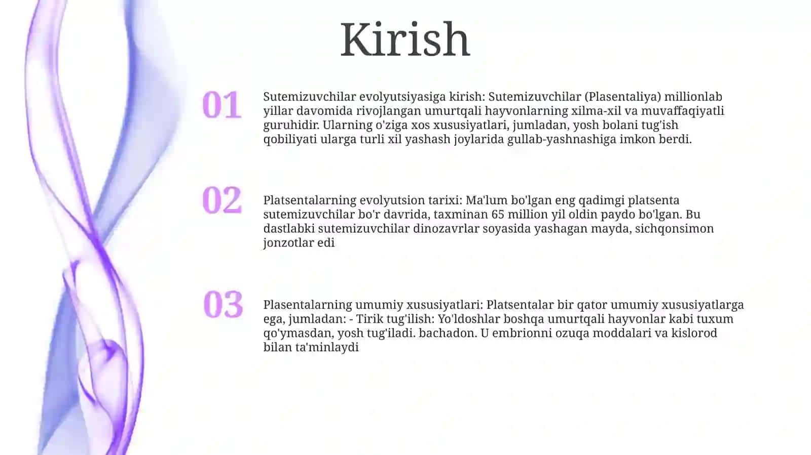 Sutemizuvchilar (Plasentaliya) Sinfchasi 2